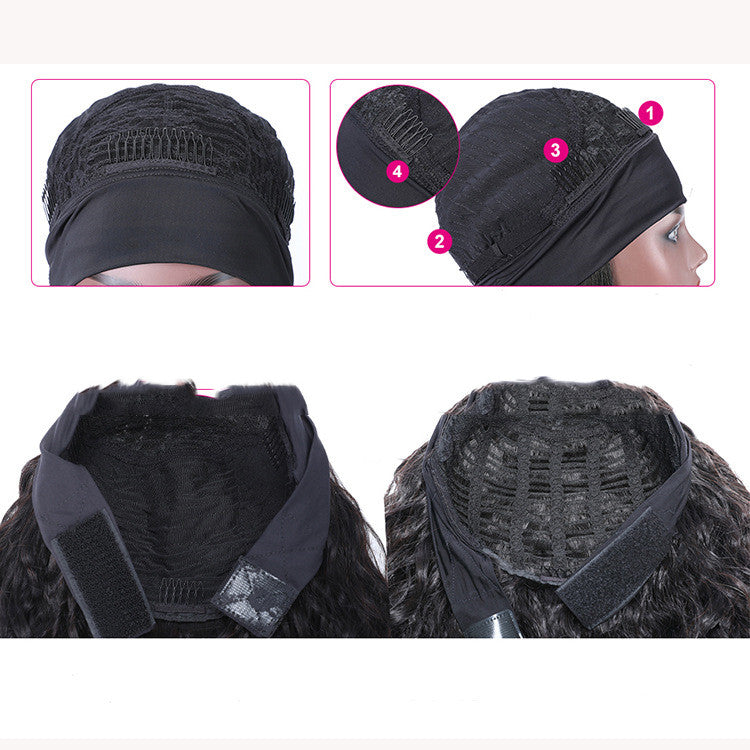 Human Hair Straightening Headband and Cover - Black, 8-14 Inch Variants