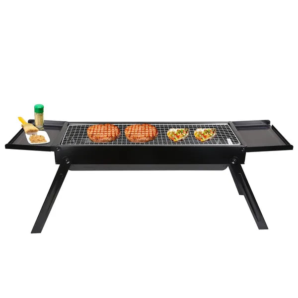 Portable Charcoal BBQ Grill with Stainless Steel Grate - Black