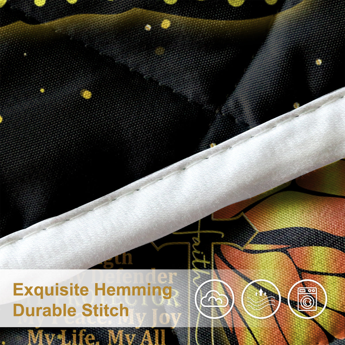 Black Gold Sunflower Butterfly Quilt Set - Queen Size, 3 Pieces