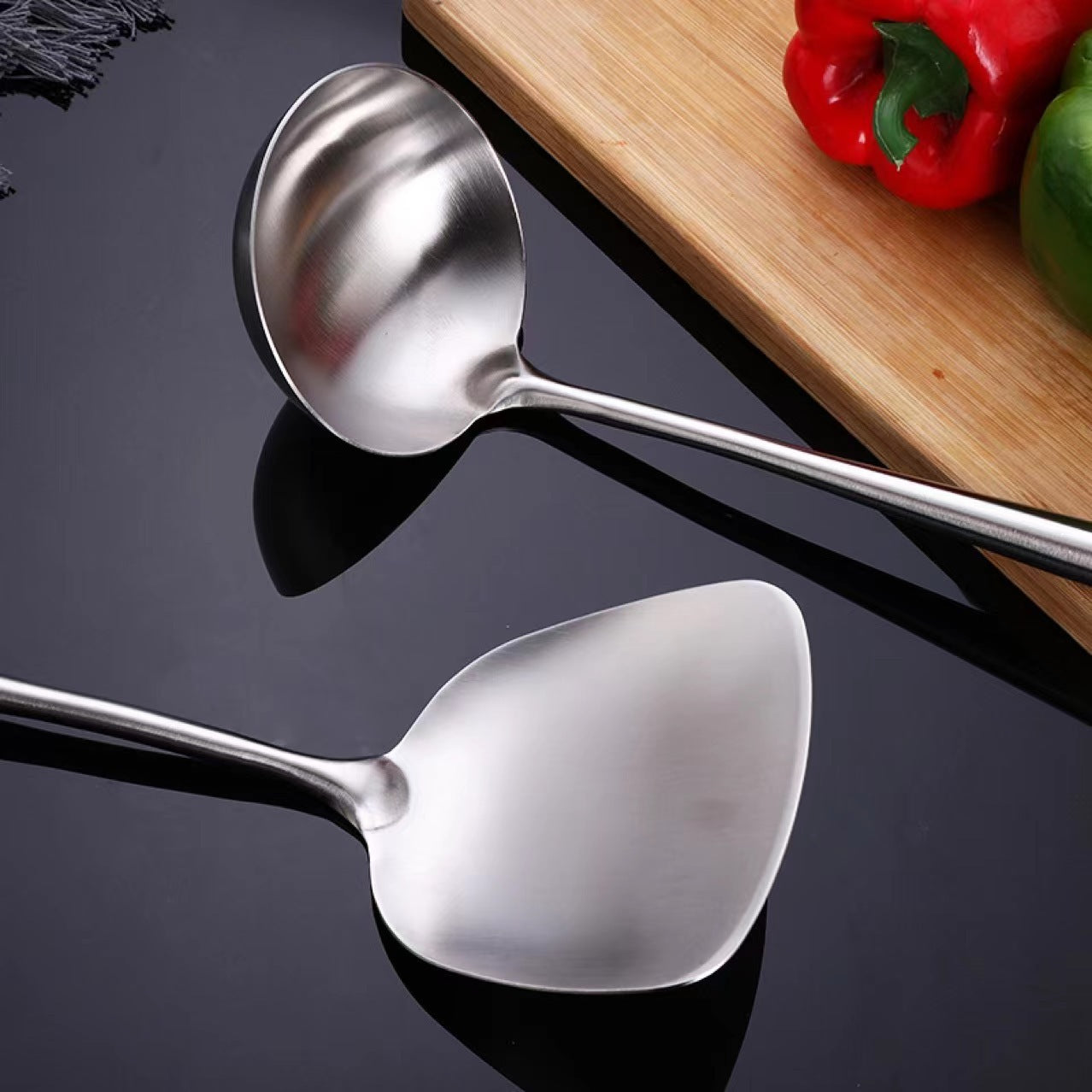 Stainless Steel Kitchen Utensil Set with Rosewood Handles - 4 Pieces