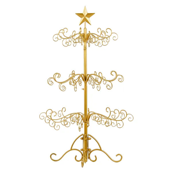 3ft Wrought Iron Christmas Tree Stand - Gold Ornament Display