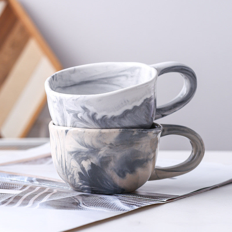 Irregular Marble Breakfast Cup - Ceramic Drinkware for Kitchen & Dining