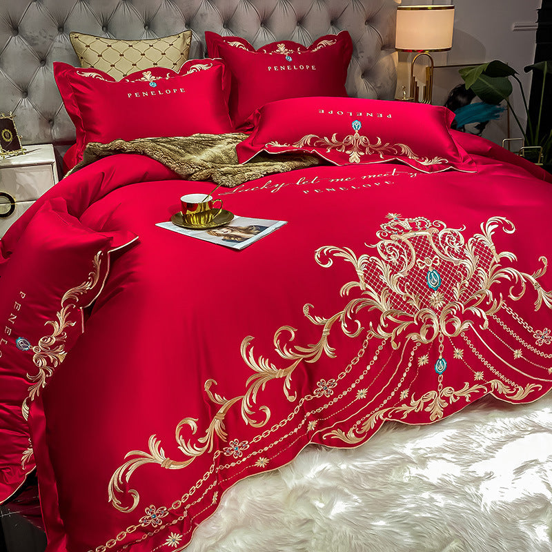 Four-Piece Cotton Ice Silk Bed Sheet Set - Bedding Comfort & Style