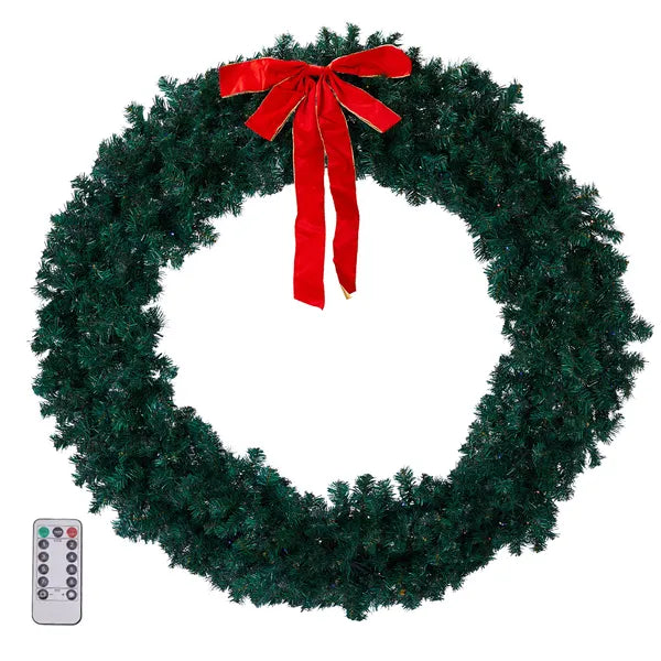 60-Inch Pre-Lit Christmas Wreath with Remote Control & Dimming