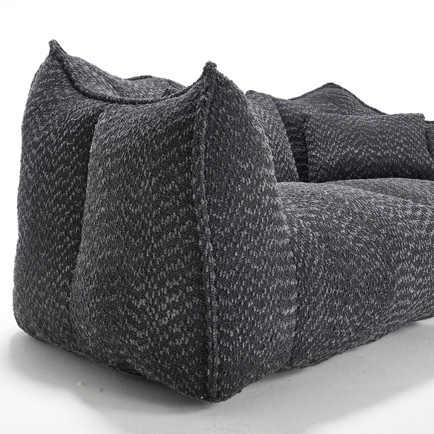 Comfortable Square Beanbag Chair for Two - Black Chenille