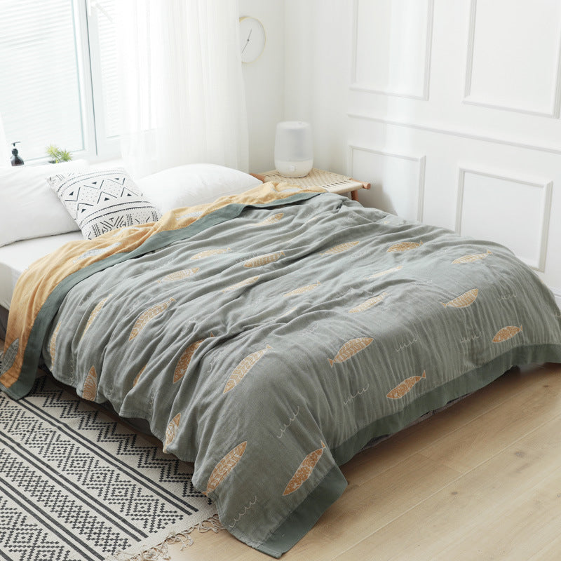 Cotton Summer Quilt Blanket - Lightweight Towel Bed Covering, Multiple Sizes & Patterns