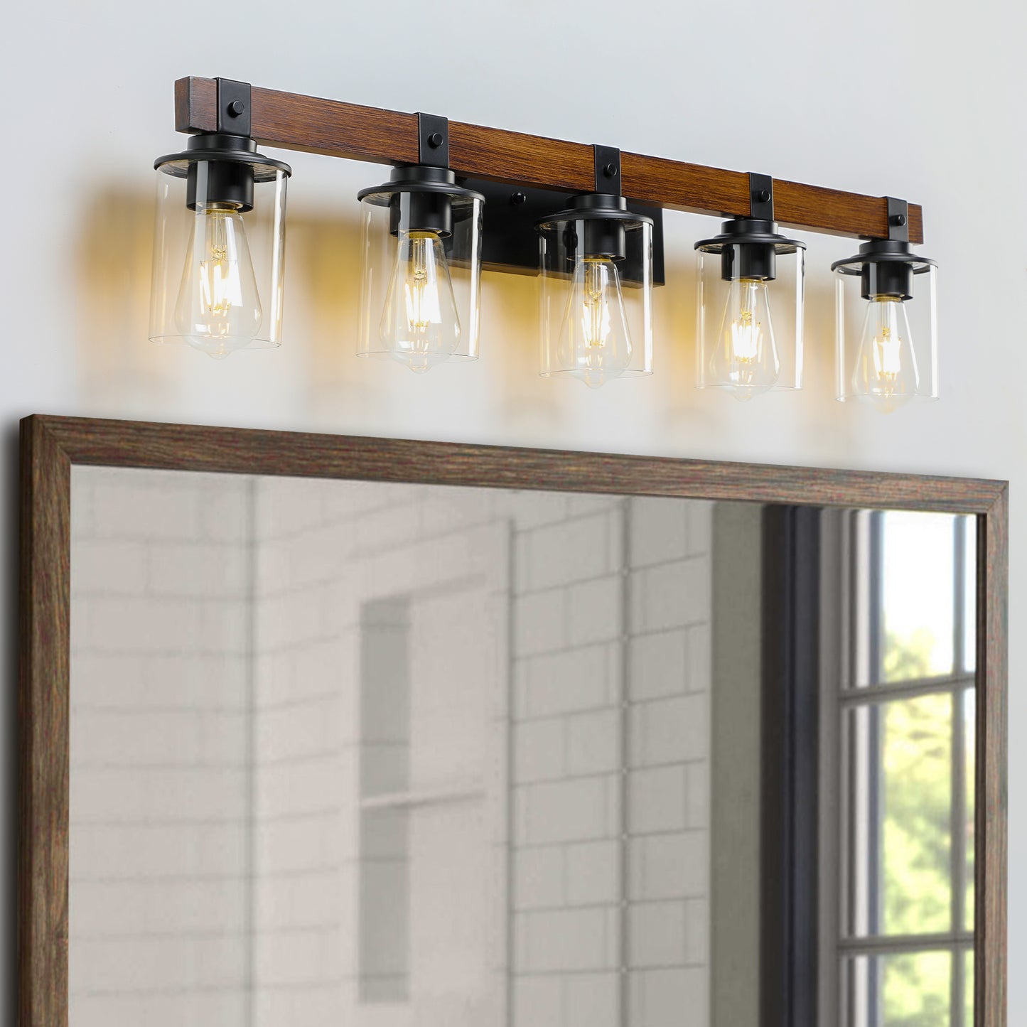 Rustic 5-Light Vanity Light Fixture - Industrial Bathroom Sconce