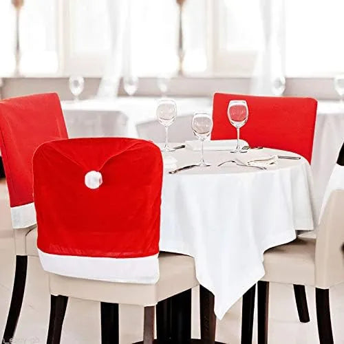 4-Pack Red Dining Chair Slipcovers for Christmas Decoration