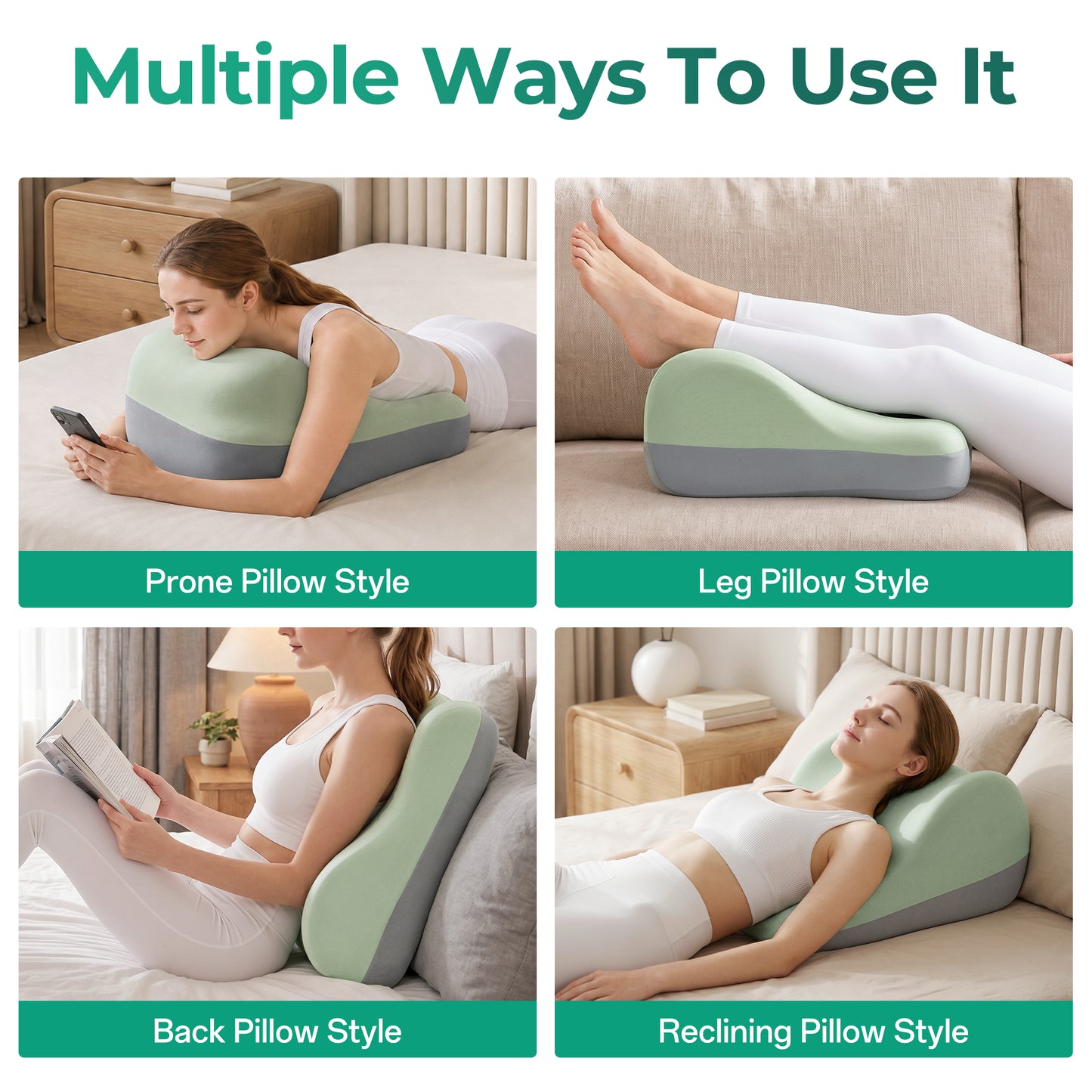Ergonomic Memory Foam Sex Pillow for Couples - Green