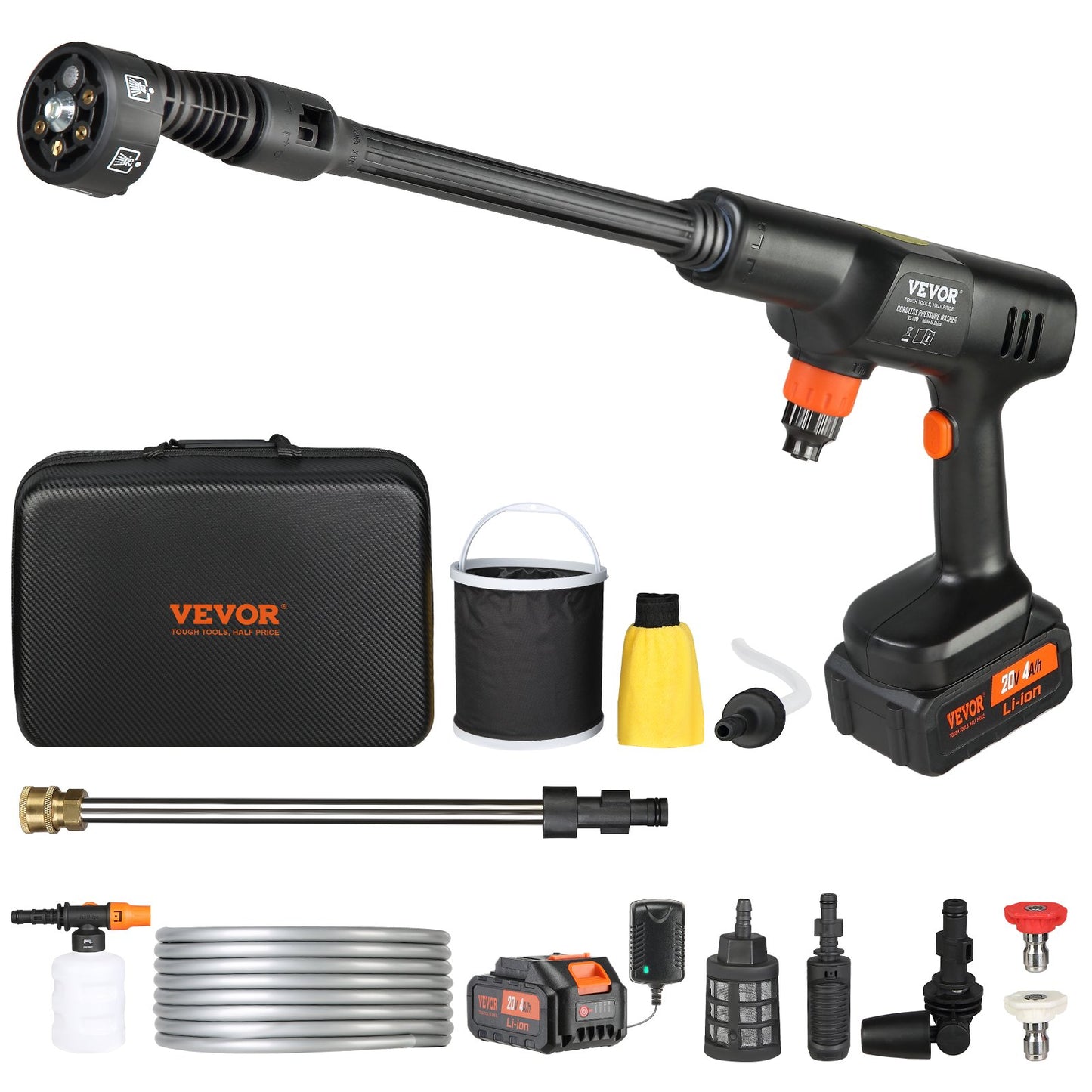 Cordless Pressure Washer 652 PSI 1.0 GPM Portable Car & Home Cleaner with Nozzle