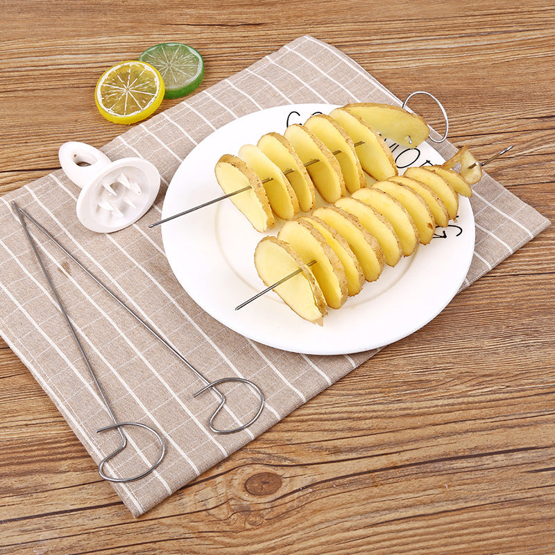 Potato Slicer Spiral Cutter Hand Crank Food Processor Kitchen Tool