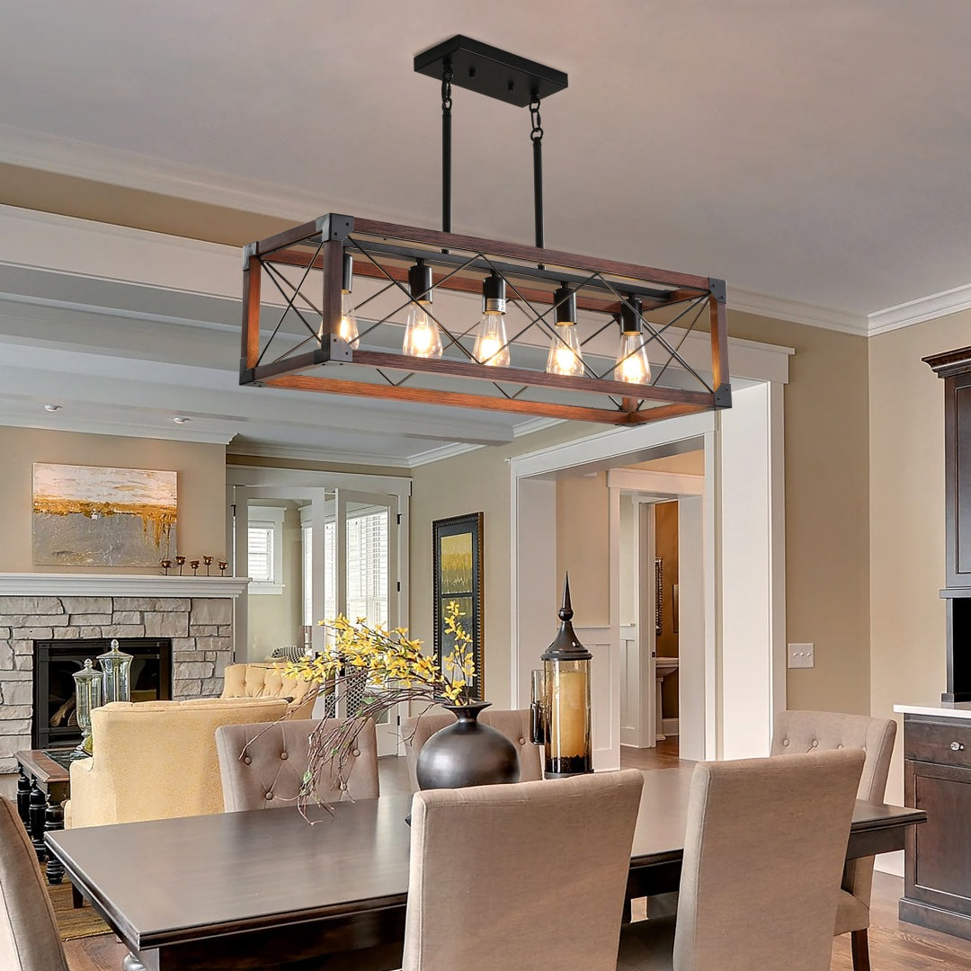 32-inch Redwood Industrial Farmhouse Pendant Light Chandelier