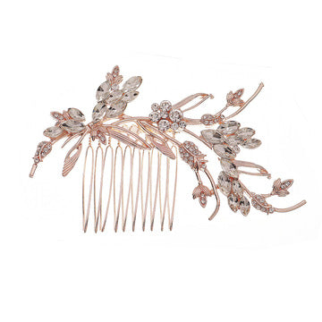 Elegant Bridal Rhinestone Hair Comb with Flower Design - Wedding Accessories