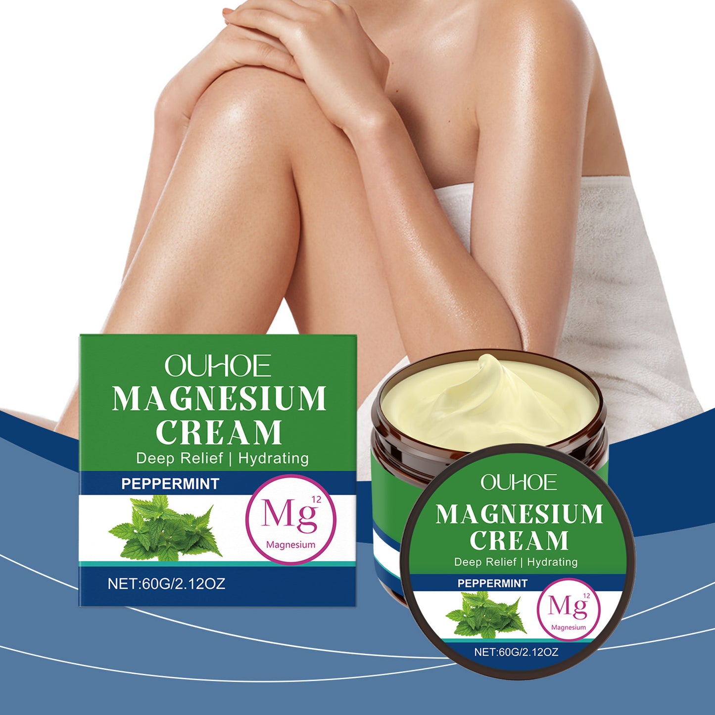 Peppermint Magnesium Body Cream for Joint Discomfort and Muscle Relief