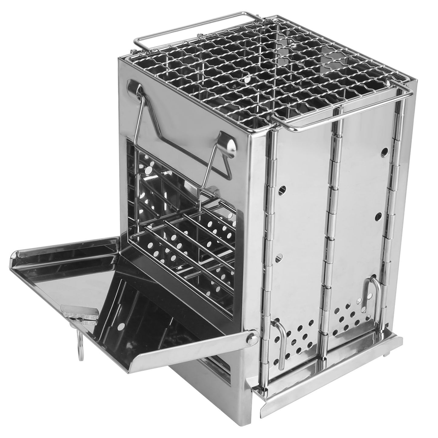 Portable Camping Stove - Folding Charcoal Cooker with Carry Bag