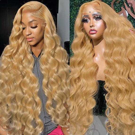 Light Gold Big Wave Lace Wig Head Cover for Synthetic Hair Extensions