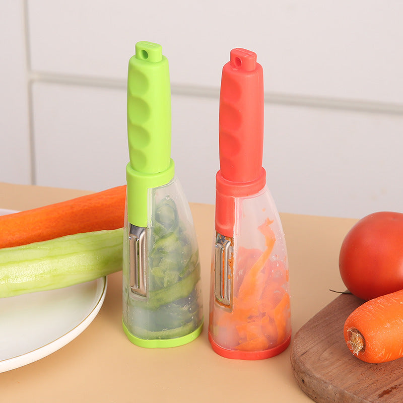 Multifunctional Vegetable Peeler with Storage Bin - Stainless Steel Kitchen Gadget