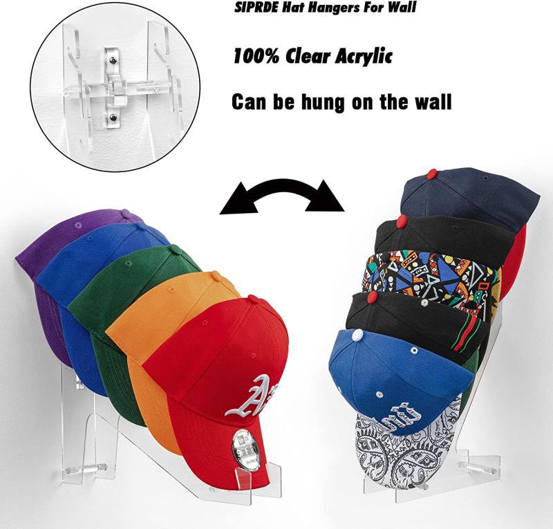 Acrylic Duck Tongue Cap Display and Storage Rack - Modern Clear & Black