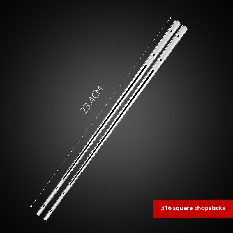 316 Stainless Steel Chopsticks Food Grade Hollow Insulation Non-Slip Kitchen Utensils - Natural Color