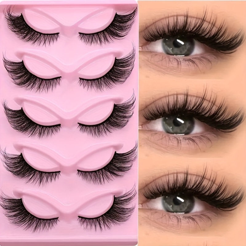 15 Pairs 3D Cat Eye False Eyelashes - Wispy Natural Manga Lashes