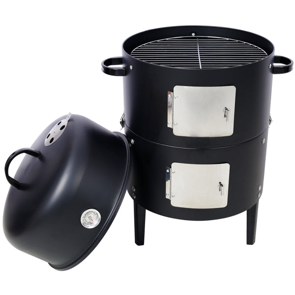 17 Inch Heavy Duty Charcoal Smoker Grill - Black