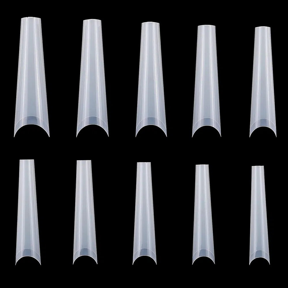 500Pcs Extra Long C Curve False Nail Tips - Half Cover French Nail Set