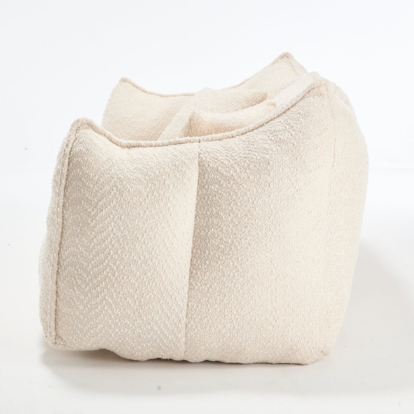 Soft Chenille Beanbag Chair for Two - Beige Recliner Sofa