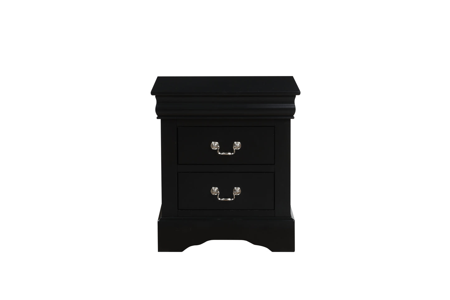 Black Finish Philippe III Nightstand with 2 Drawers