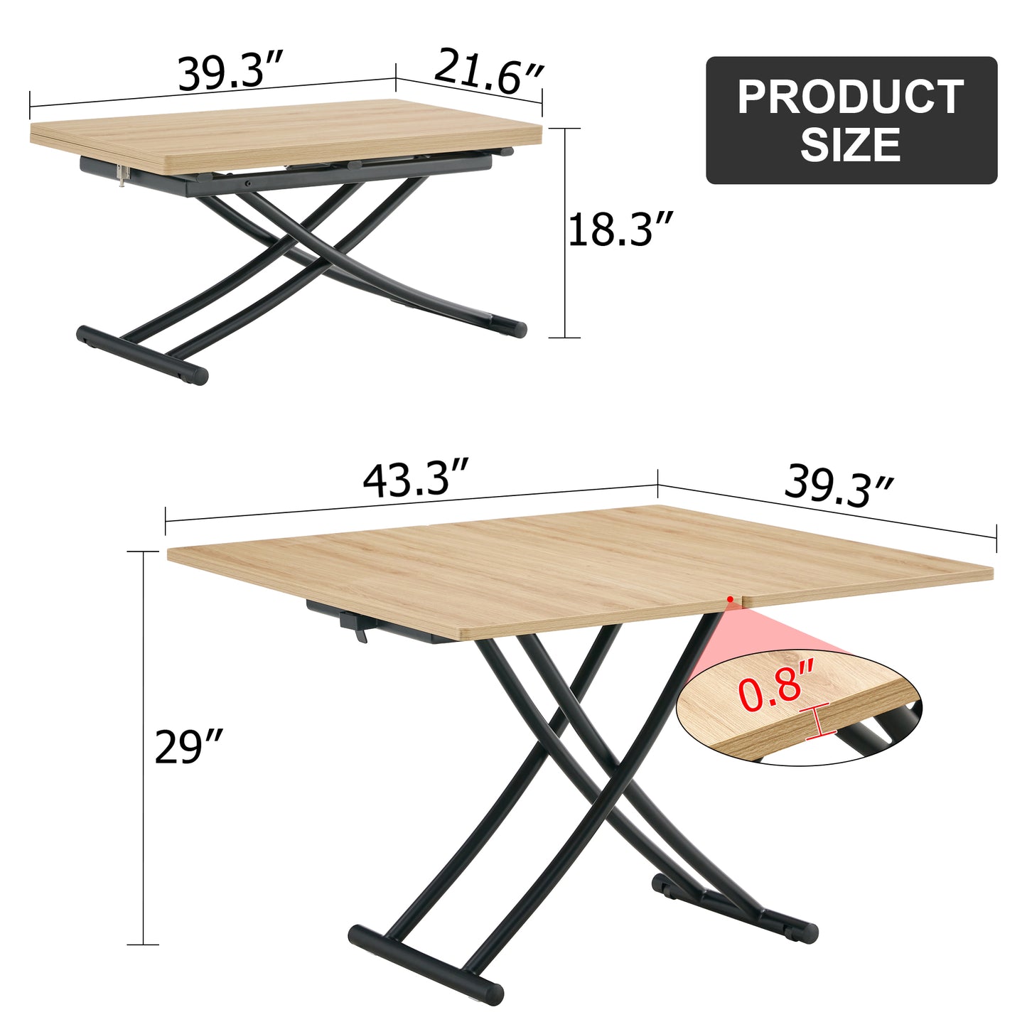 Modern Minimalist Multifunctional Lift Table With 0.8-inch MFC