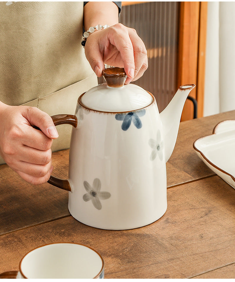 Ceramic Water Cup and Kettle Set - Hand-Painted Drinkware for Home & Kitchen