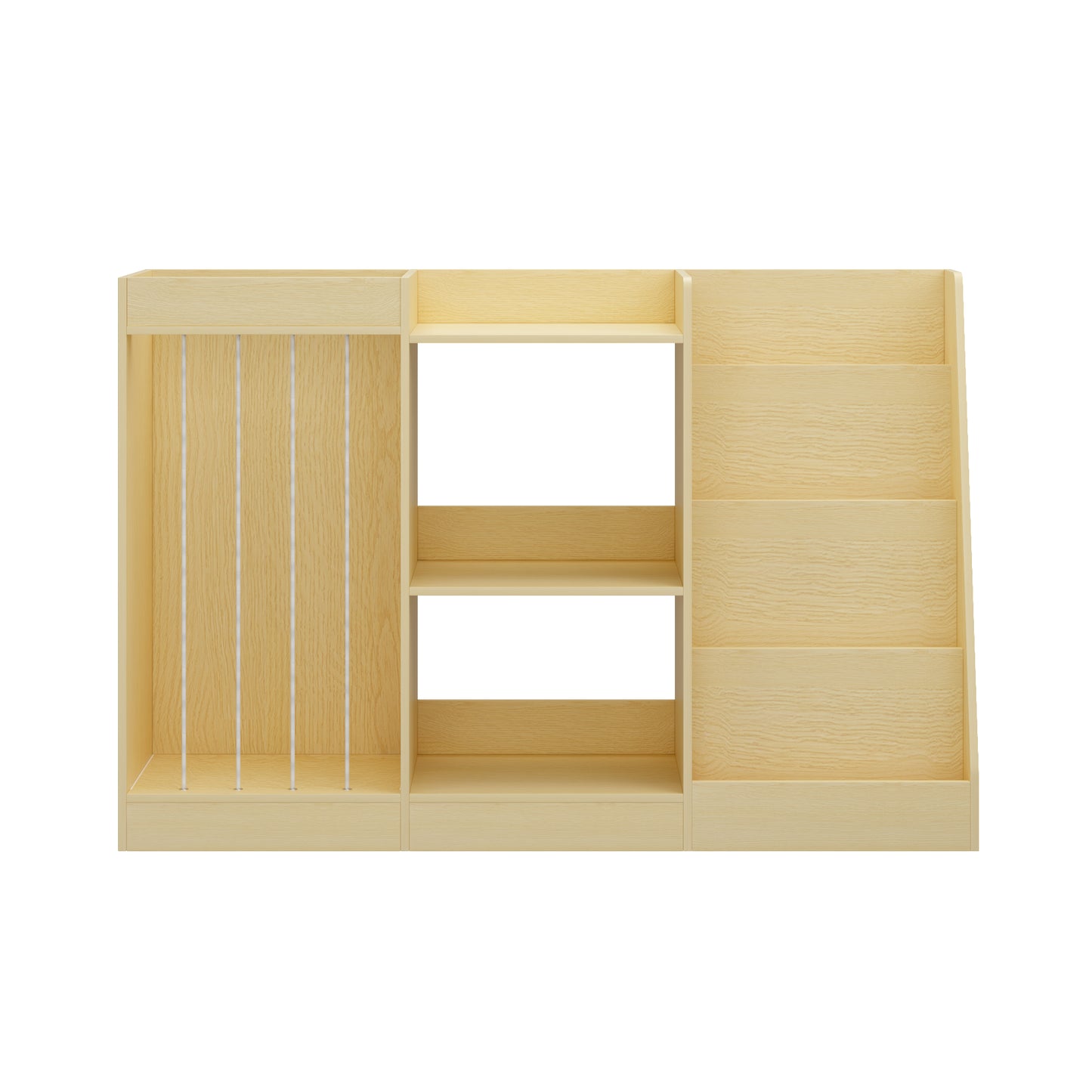 3-in-1 Kids Bookshelf and Toy Storage - Natural