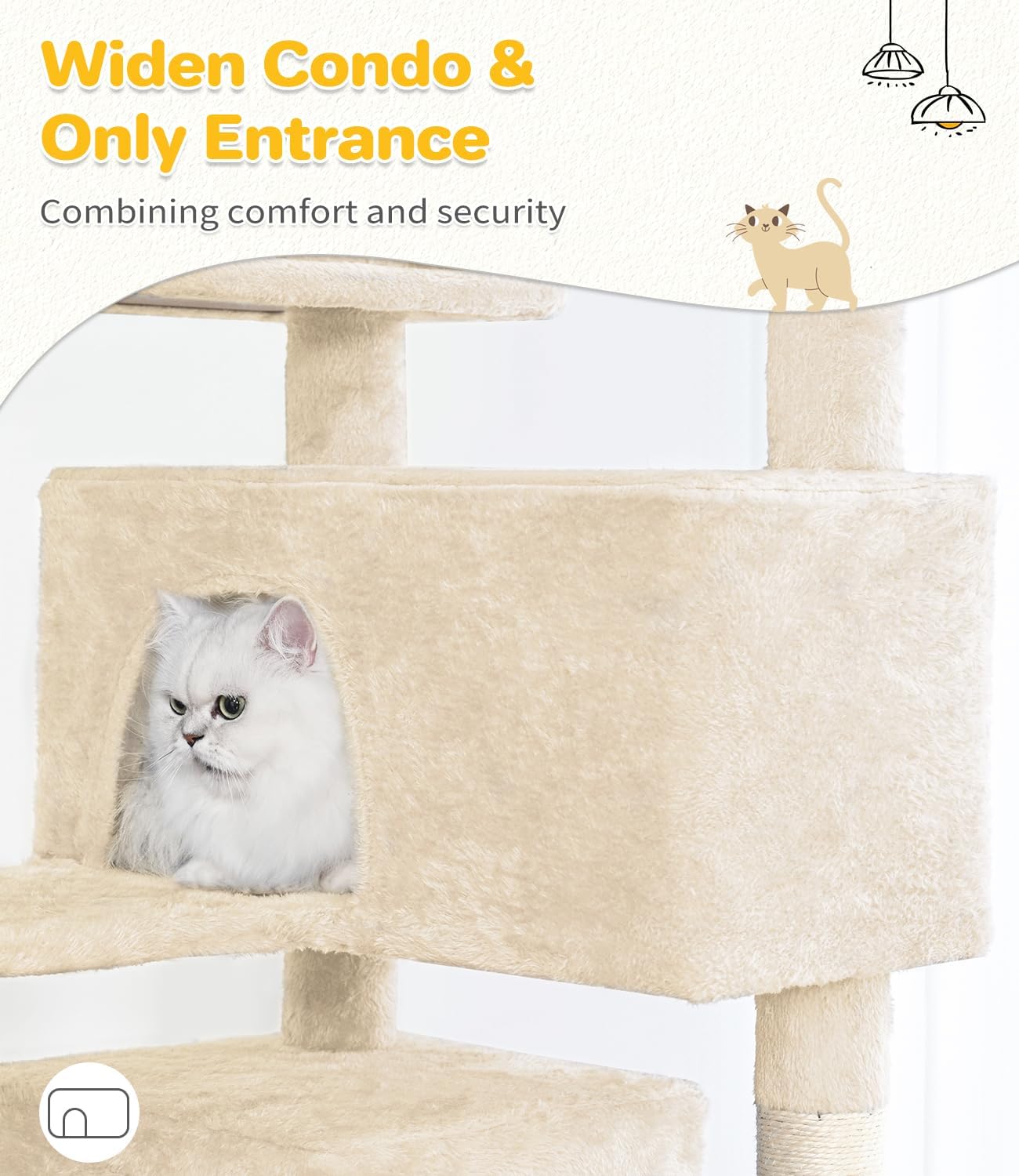 Multi-Level Cat Tree Tower with Scratching Posts and Toys - 56 Inch Indoor Cat Activity Center