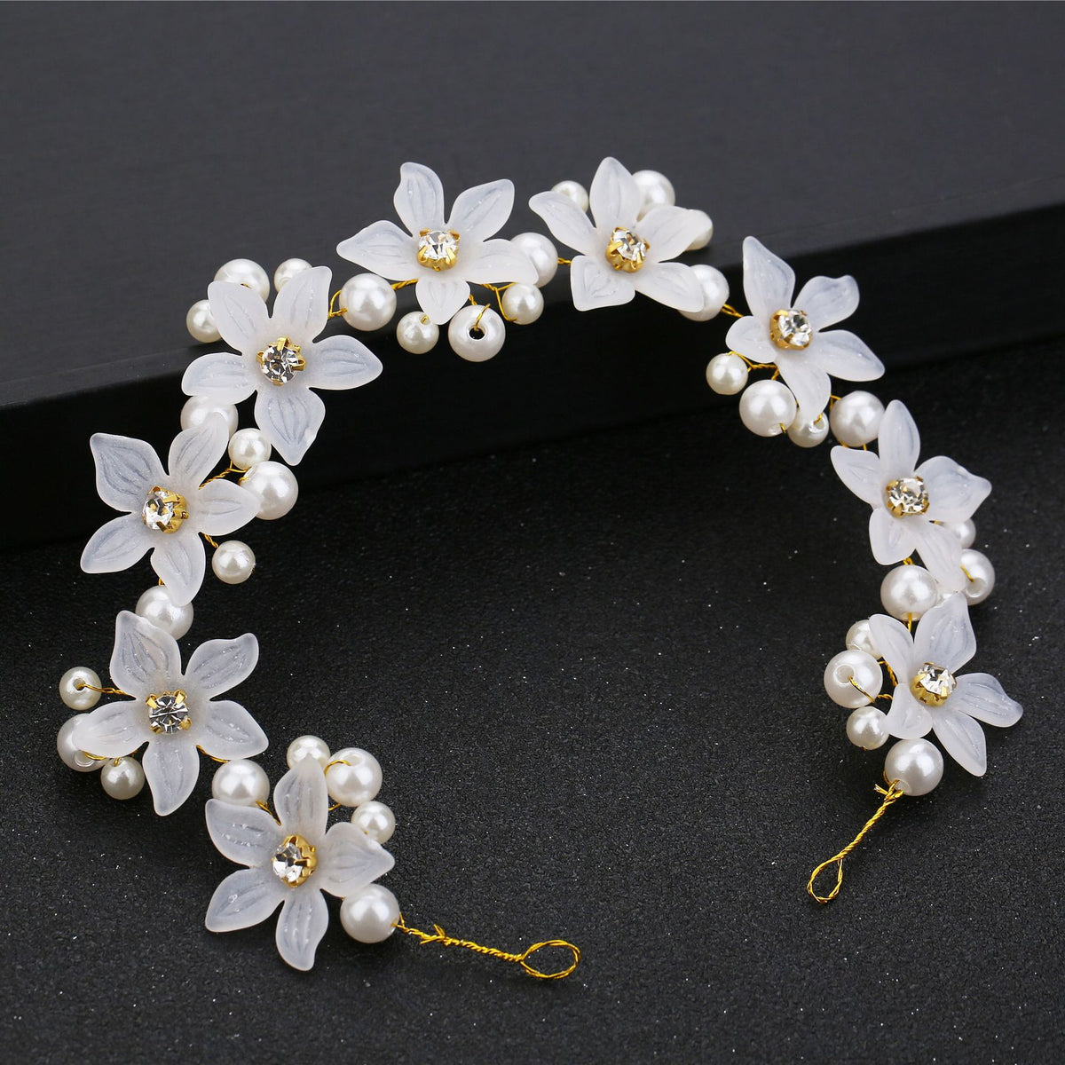 Gold Acrylic Flower Hairband - Bridal Hair Accessory