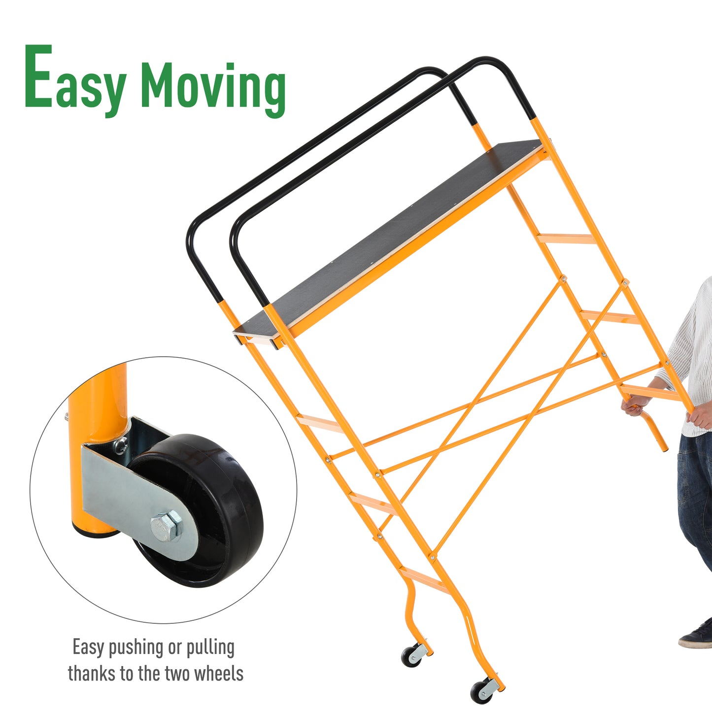 4-Step Steel Scaffold with 2 Wheels - 440lb Capacity Indoor Outdoor
