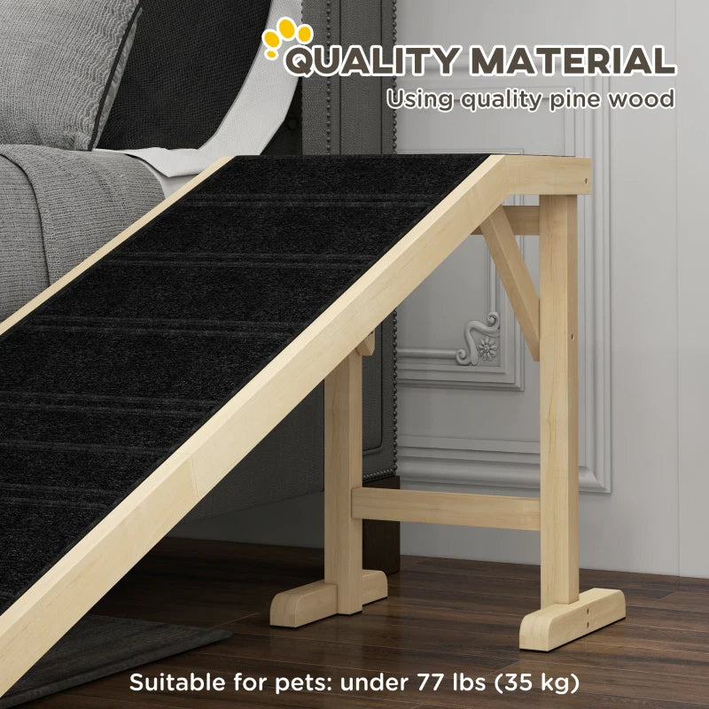 Dog Ramp for Bed with Non-Slip Carpet and Top Platform - Heavy Duty Pet Steps