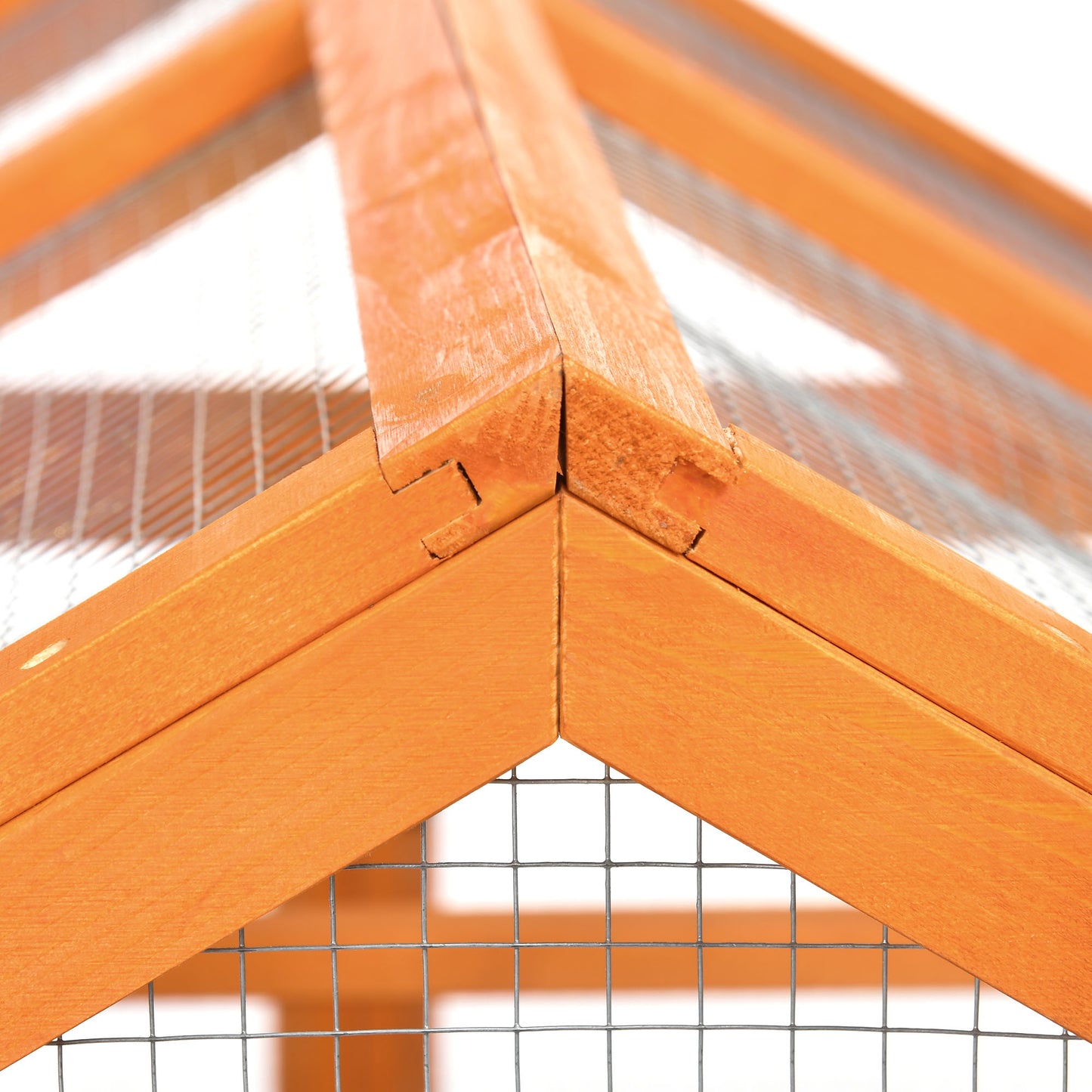 Wooden Chicken Run with Perches - Combinable Design, Orange, 830x380x560mm