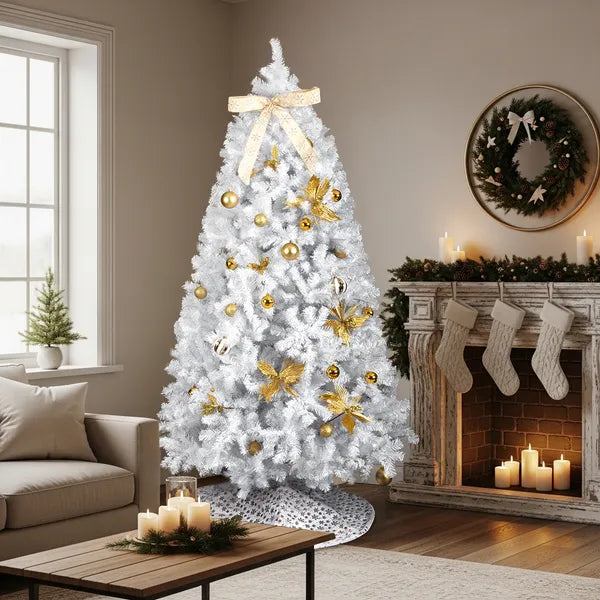 7.5 FT Artificial Christmas Tree with 400 Warm White LED Lights