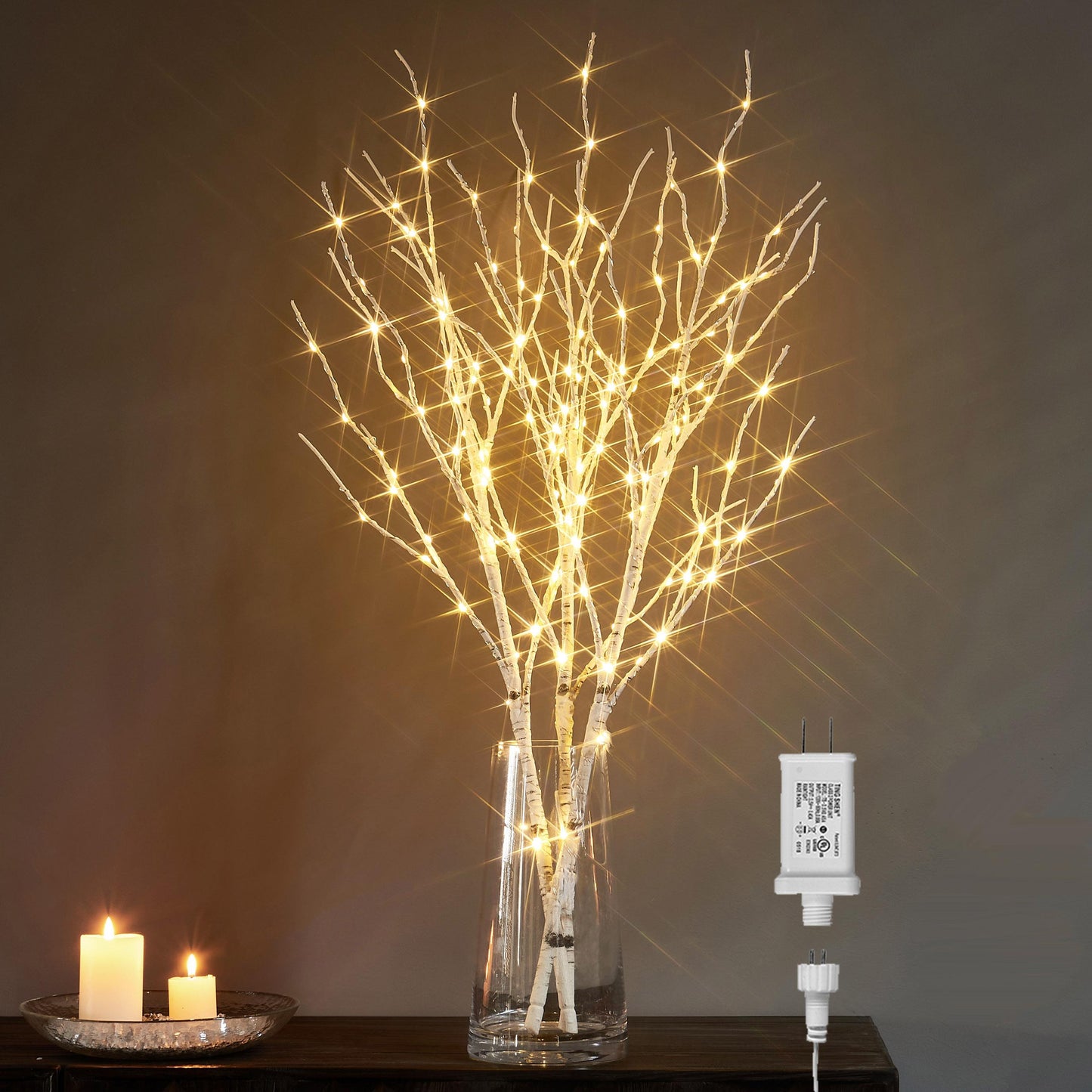 LED Birch Branch Ambient Light - 100 LED Beads, Adjustable Brightness