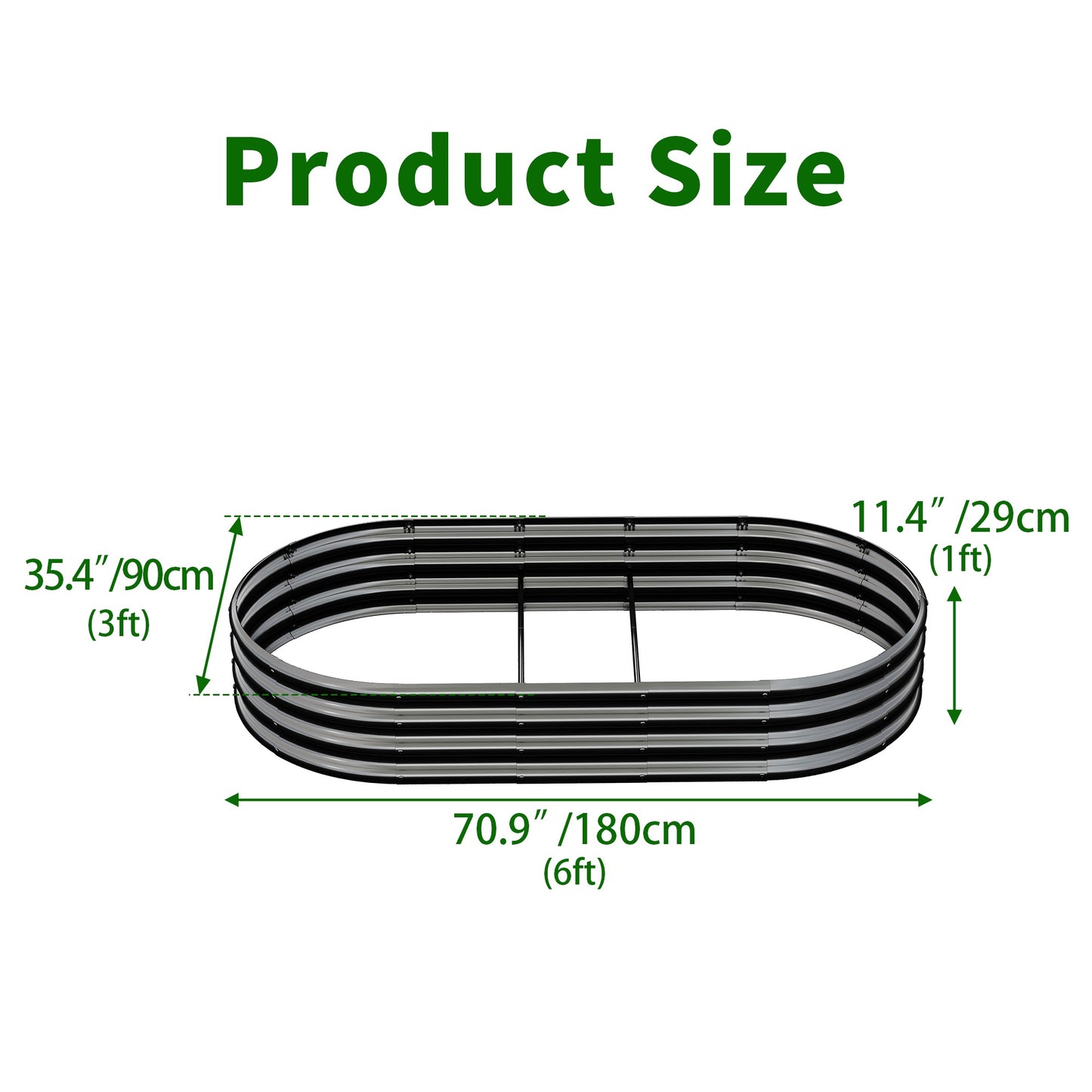 Galvanized Raised Garden Bed 6x3x1ft - Heavy Duty Metal Planter Box