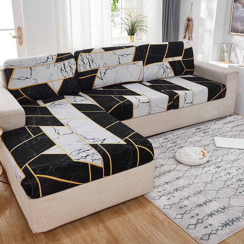 Stretch Sofa Seat Cover - Printed Milk Silk Cushion Protector for Home