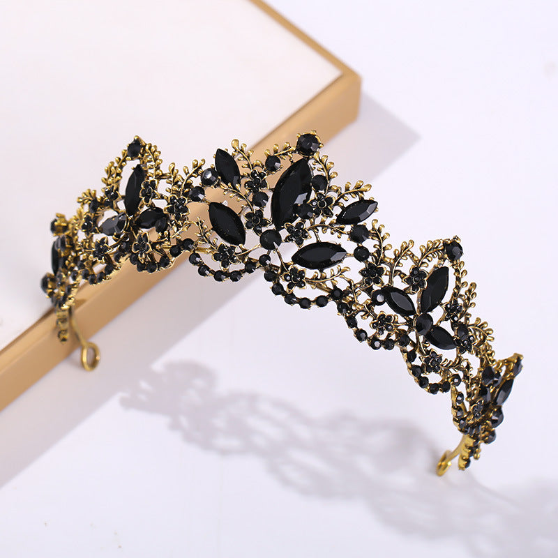 Bridal Tiara Black Diamond Vintage Crown for Wedding & Formal Events