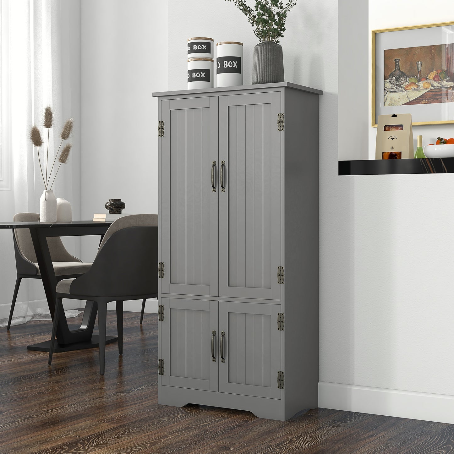 Gray Accent Floor Storage Cabinet with Adjustable Shelves