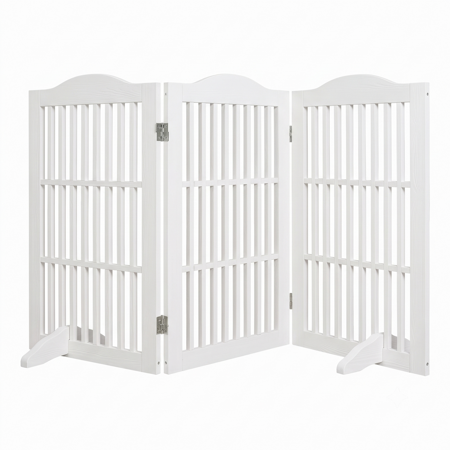 Wooden Foldable Pet Gate for Dogs - 30 Inch 3-Panel Doorway Barrier, Freestanding Wooden Fence