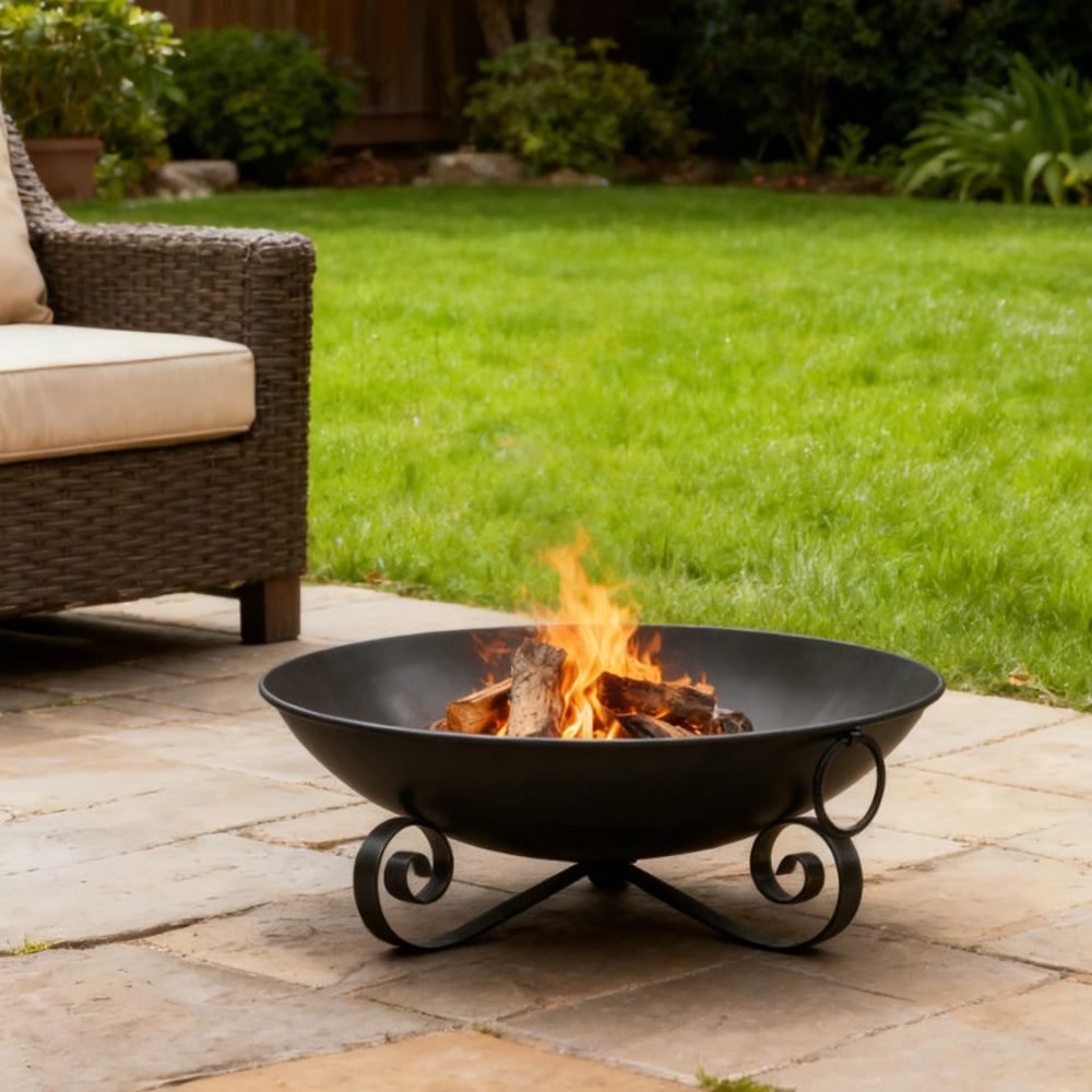 24 Inch Heavy-Duty Metal Fire Pit Bowl - Portable Outdoor Firepit