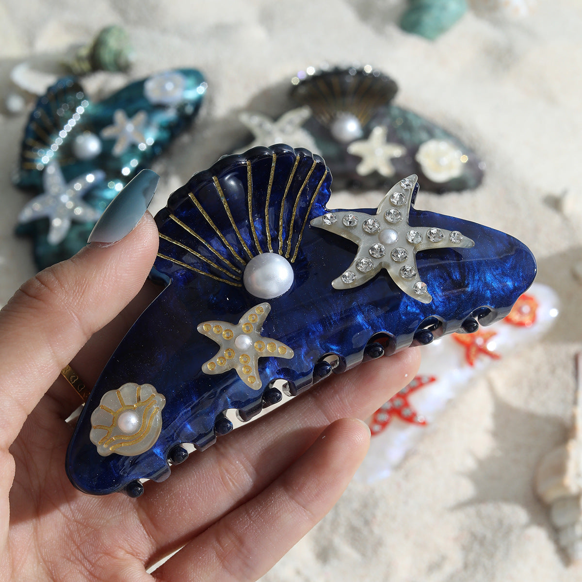 Acrylic Starfish Shell Hair Barrette