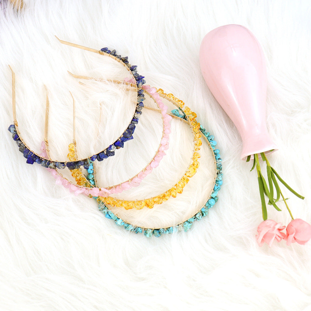 Crystal Natural Stone Headband - 6cm Wide