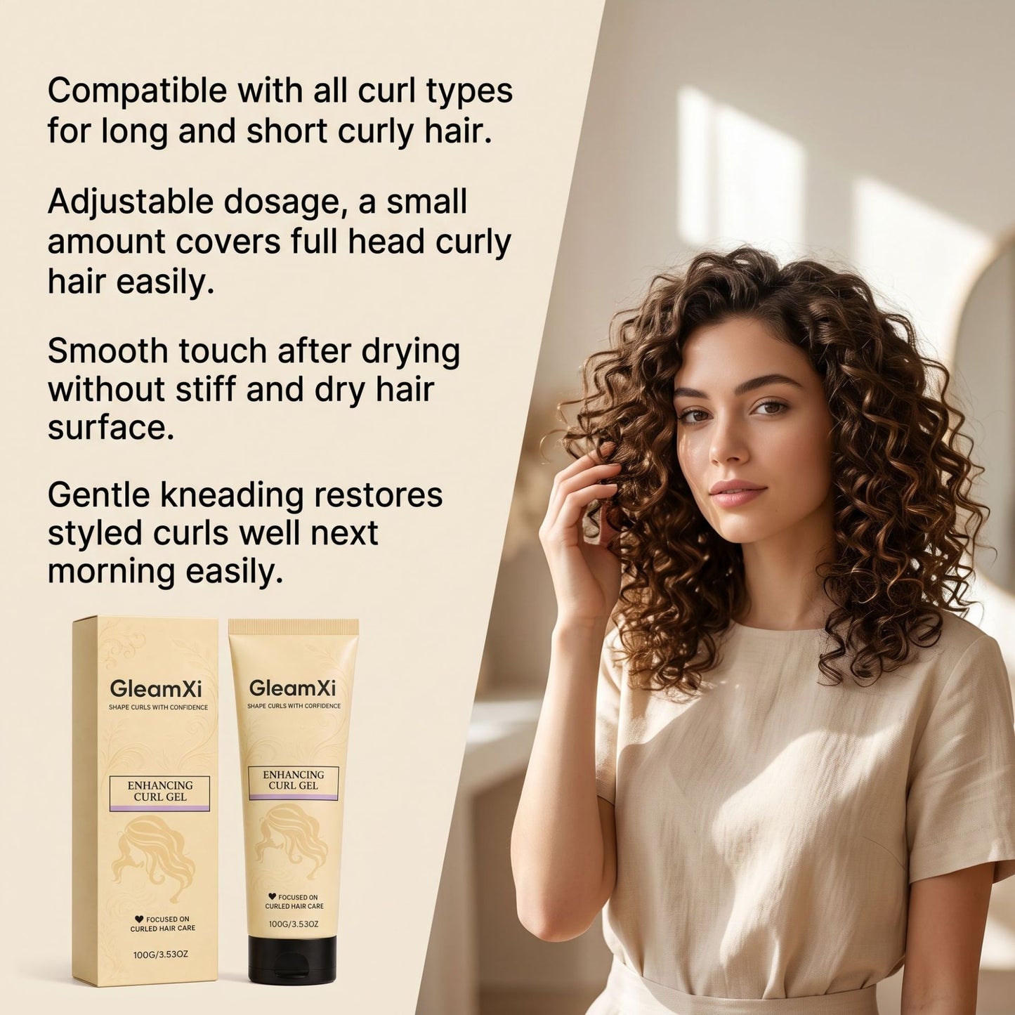 Curl-Defining Hair Gel for Voluminous Curls - 100g Moisturizing Styling Gel