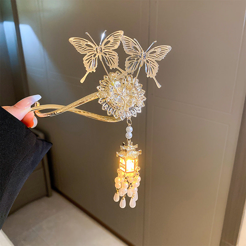 Alloy Hair Clip with Pearl Inlay - Gold