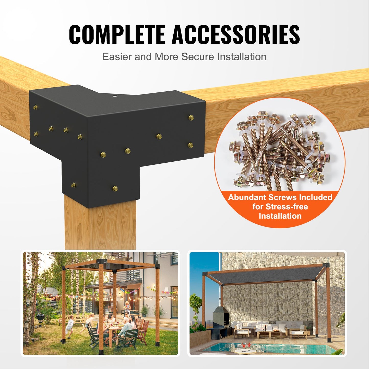 4"x4" Pergola Bracket Kit - Heavy Duty Corner Brackets, 4pcs