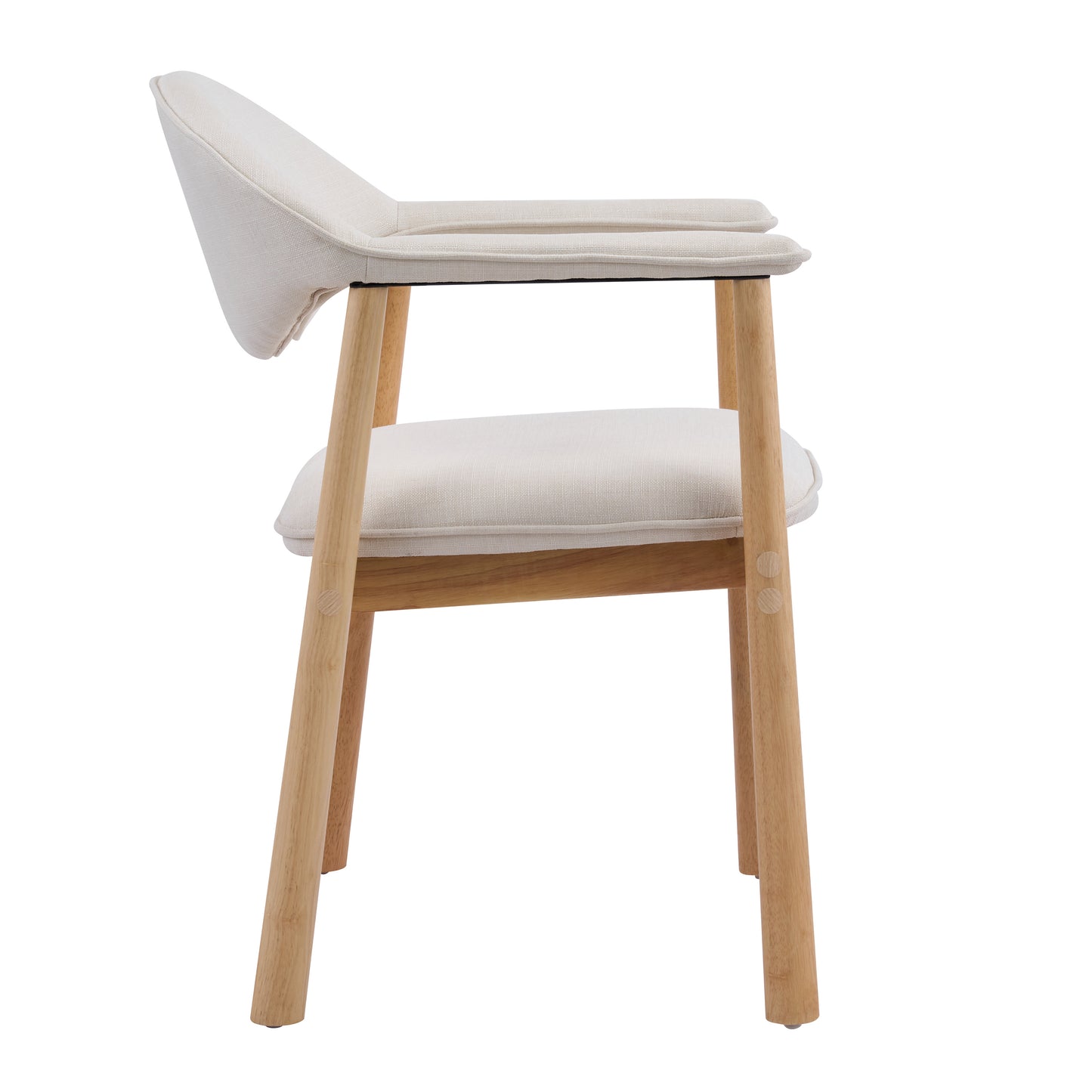 Beige Upholstered Dining Chairs with Curved Back - Set of 2